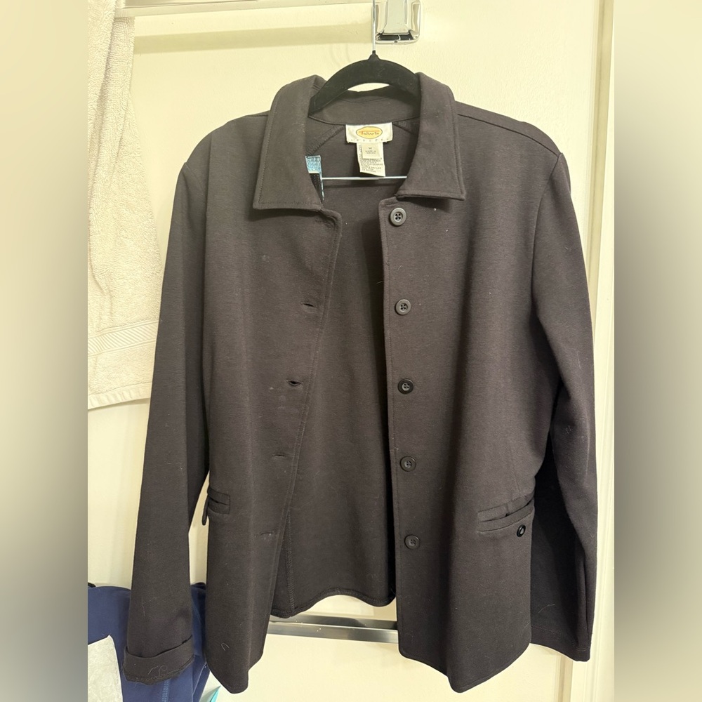 Talbots Women’s Black Knit Blazer Jacket—SIZE M